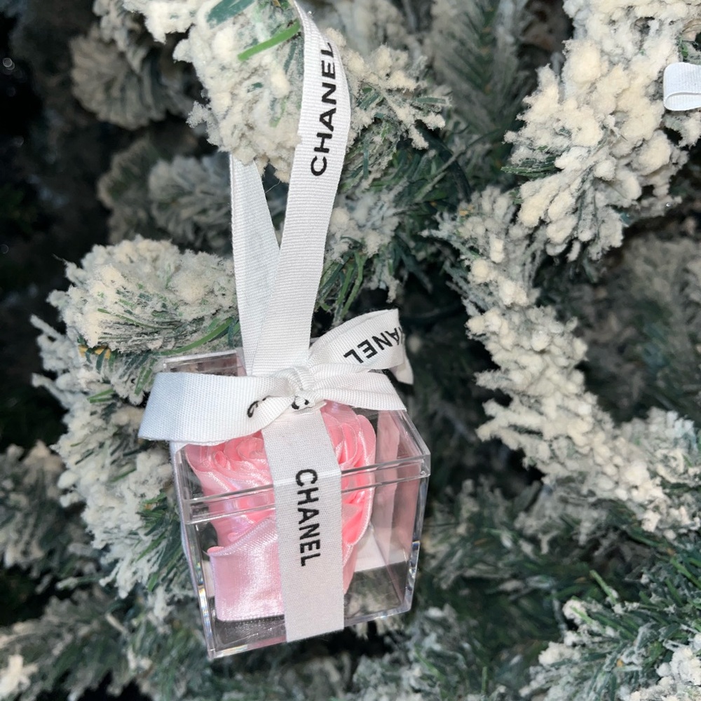 Chanel Pink Ornament with Ribbon